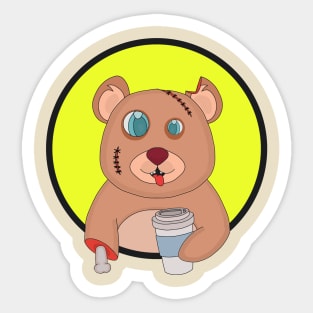 Coffee Zombie Bear Sticker